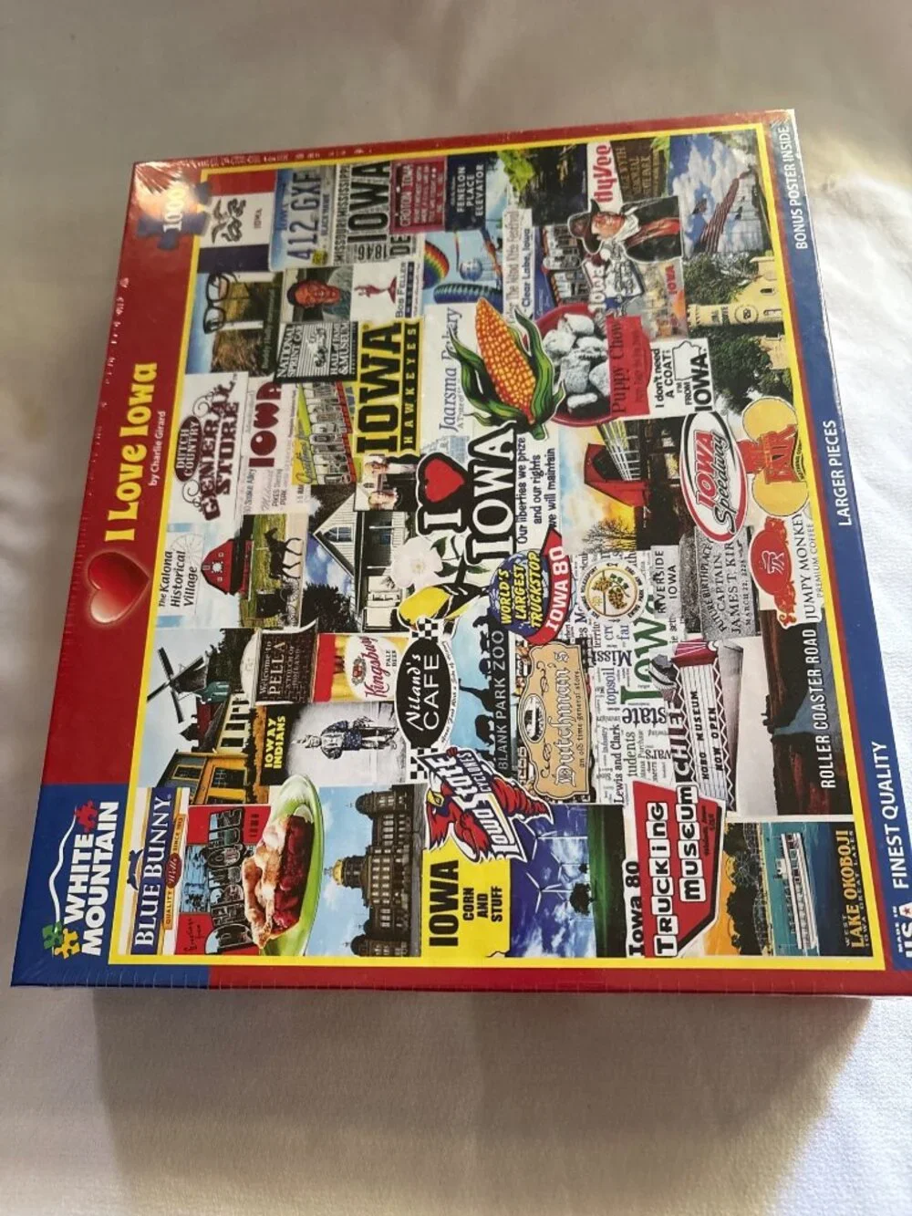 I Love Iowa 1000-Piece Jigsaw Puzzle White Mountain Large Pieces Bonus Poster